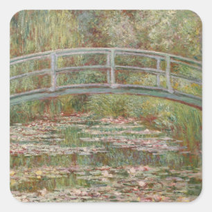 Monet Fransk Japansk Bridge Giverney Fyrkantigt Klistermärke