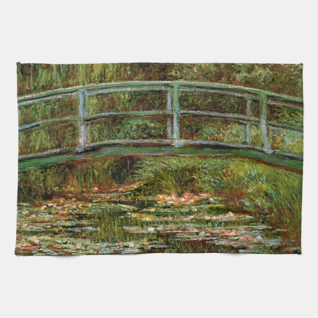 Monet Fransk Japansk Bridge Giverney Kökshandduk (Horisontell)