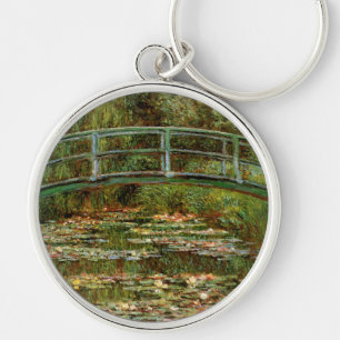 Monet Fransk Japansk Bro Konst Rund Silverfärgad Nyckelring