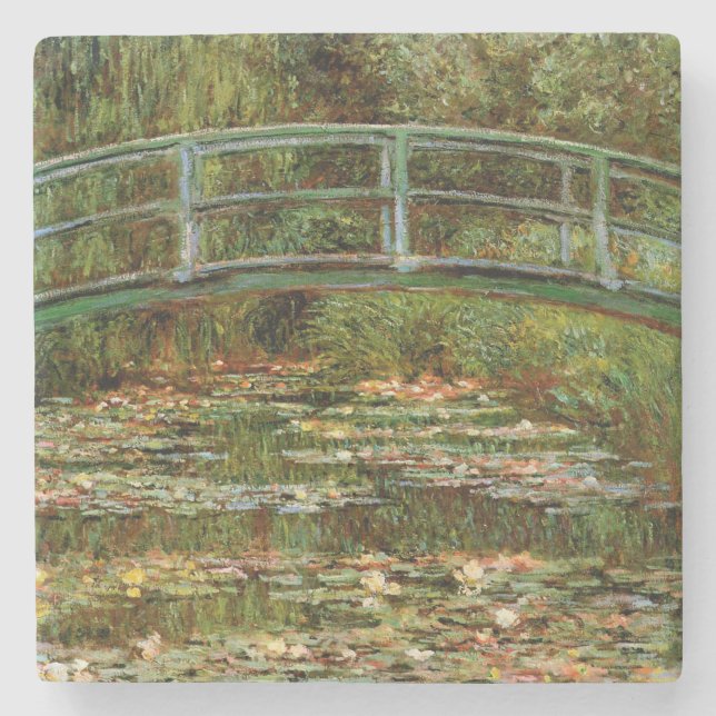 Monet Fransk Japanska Bron Giverney Underlägg Sten (Framsidan)
