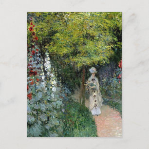 Monet - Garden Hollyhocks Vykort