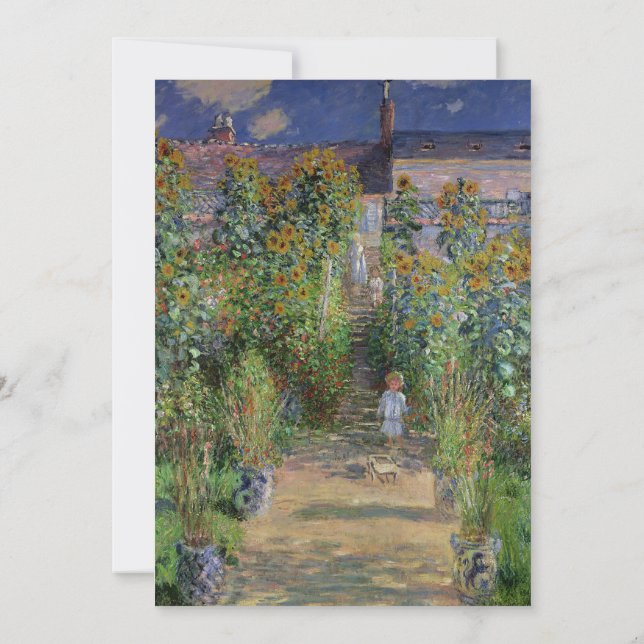 Monet Garden Vetheuil Impressionim Painting Inbjudningar (Baksida)