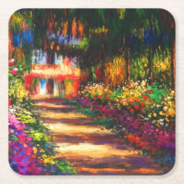 Monet Garden vid Giverny Underlägg Papper Kvadrat (Framsidan)