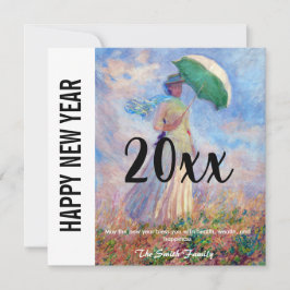 Monet - Gott nytt år / kvinna med parasol Julkort