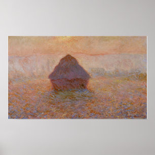 Monet - Grainstack Sol i mitten Poster