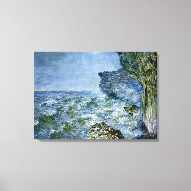 Monet - Havet vid Fecamp, Impressionistisk konst Canvastryck (Framsida)