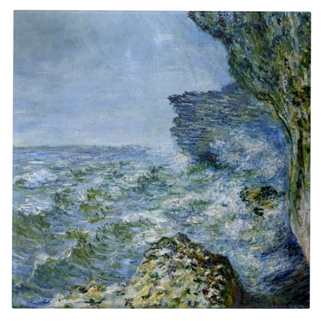 Monet - Havet vid Fecamp, Impressionistisk konst Kakelplatta (Framsidan)
