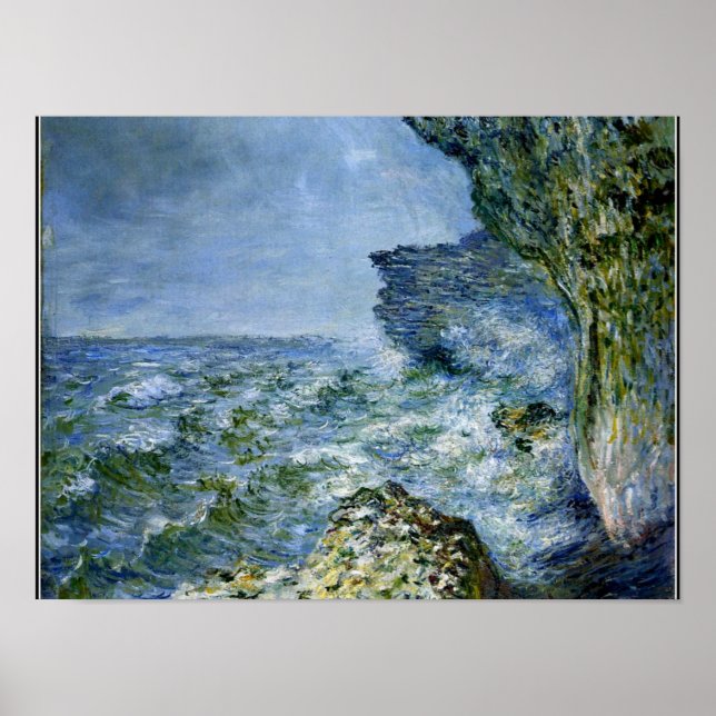 Monet - Havet vid Fecamp, Impressionistisk konst Poster (Framsidan)