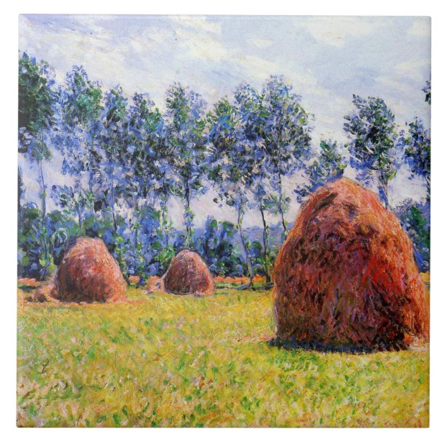 Monet - Haystacks at Giverny, 1884, Kakelplatta (Framsidan)