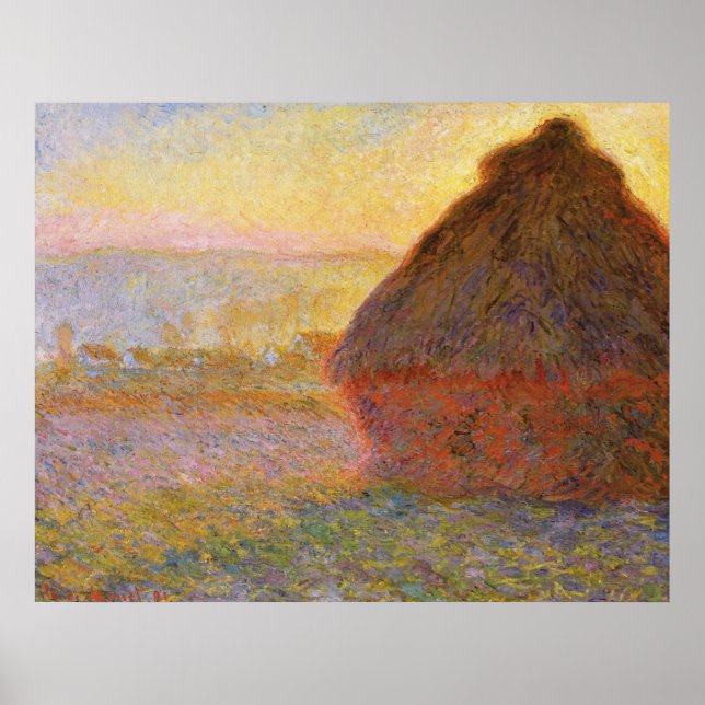 Monet - Haystacks at Sunset - Impressionist Poster (Framsidan)