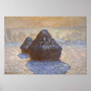Monet - Haystacks Snö Effect Poster