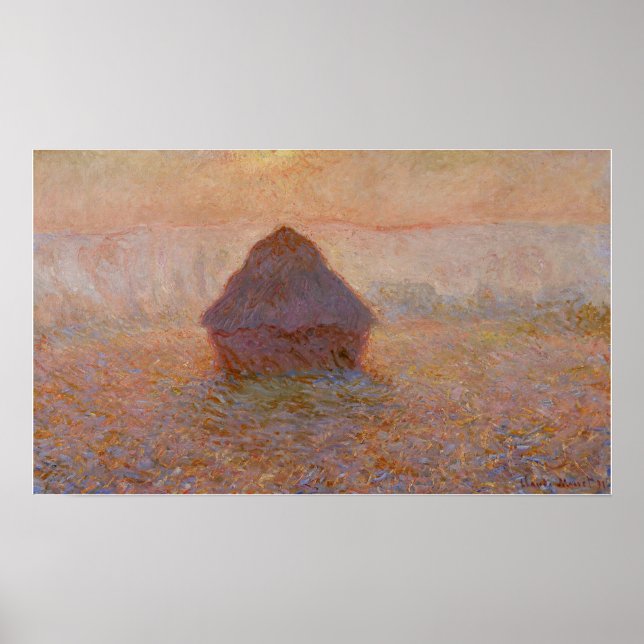 Monet - Höstack Sol i dimma Poster (Framsidan)