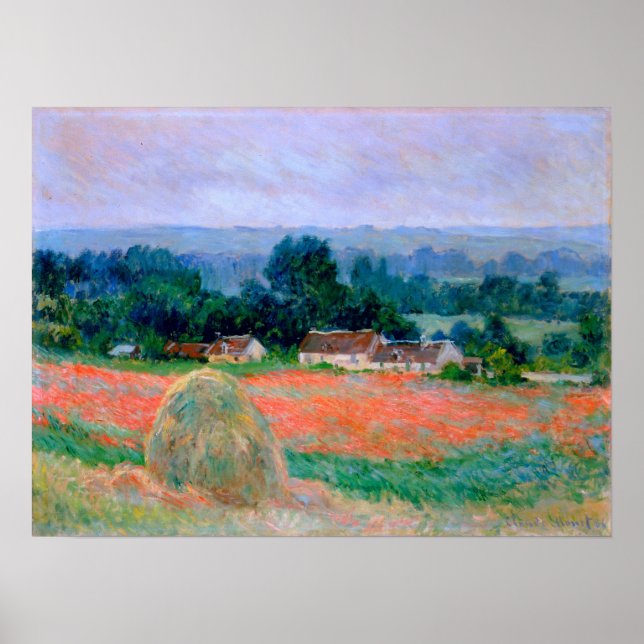 Monet - Höstack vid Giverny 1886 Poster (Framsidan)