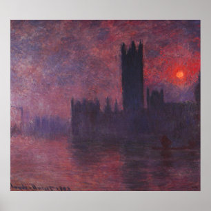 Monet Houses på Sunset Poster