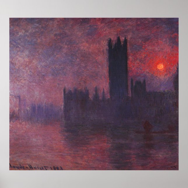 Monet Houses på Sunset Poster (Framsidan)