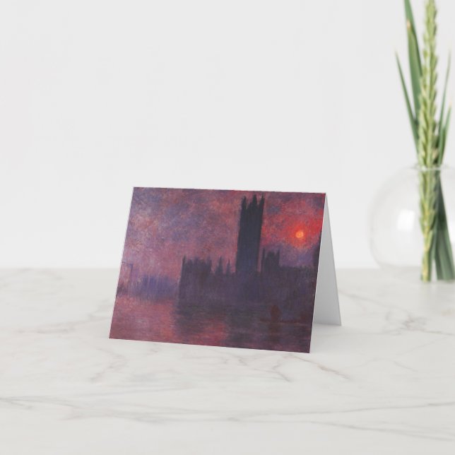 Monet hus av parlamentet på solnedgången noterar kort (Framsida)