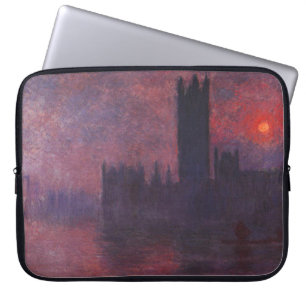Monet hus av parlamentet på solnedgånglaptop laptop sleeve