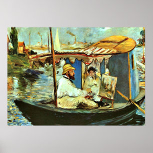Monet i hans Flytande Studio Boat av Edouard Manet Poster
