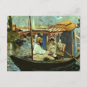 Monet i sin Studio Boat Vykort