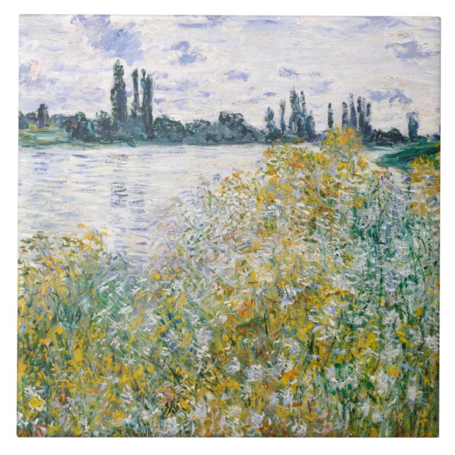 Monet - Ile Aux Fleurs nära Vetheuil Kakelplatta (Framsidan)