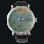 Monet Impression Sunrise Armbandsur<br><div class="desc">Impression: Solislätten,  eller "Impression Sunrise",  är titeln på detta tidigt-imponerande verk av befälhavaren Claude Monet. Bilden är nu offentlig och gör en vacker handklocka. De romerska siffrorna gör klockan lätt att läsa.</div>