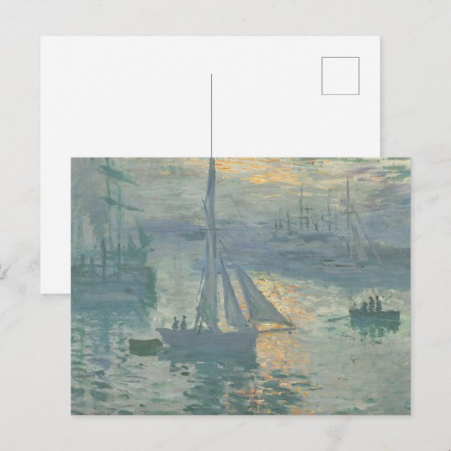 Monet Impression Sunrise Marine Classic Painting Vykort (Fram/baksida)