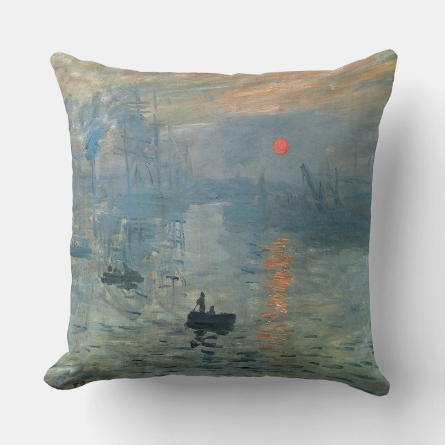 Monet Impression Sunrise Soleil Levant Painting Kudde (Framsida)