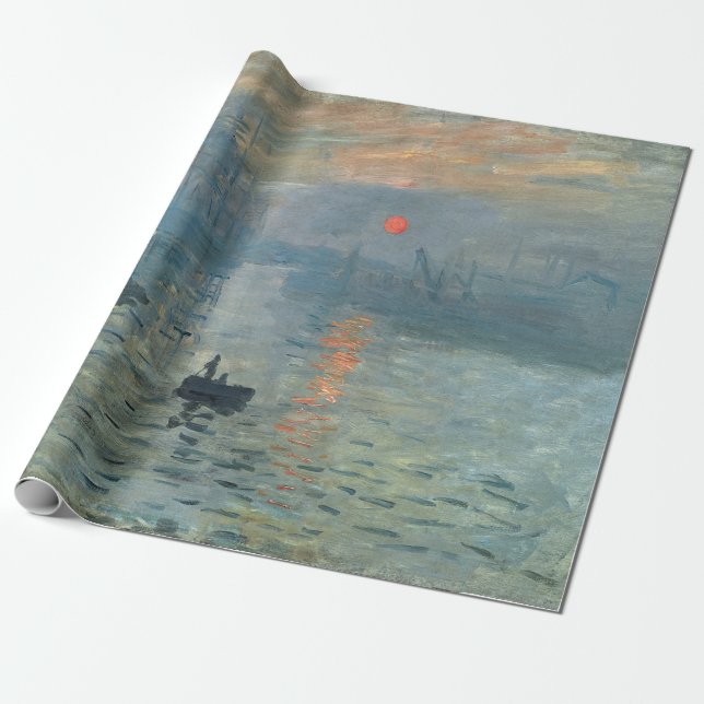 Monet Impression Sunrise Soleil Levant Painting Presentpapper (Utrullad)