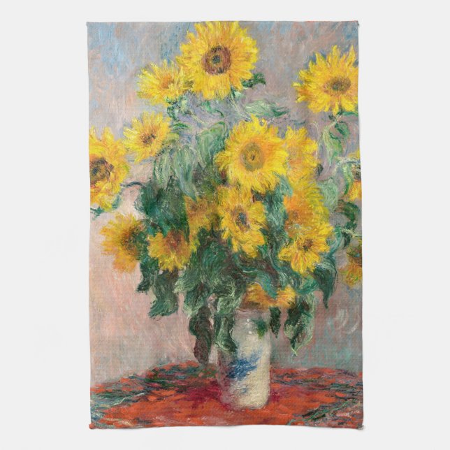 Monet Impressionist Art Bouquet-blommor Kökshandduk (Vertikal)