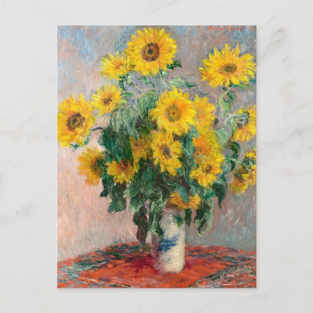 Monet Impressionist Art Bouquet-blommor Vykort (Framsida)