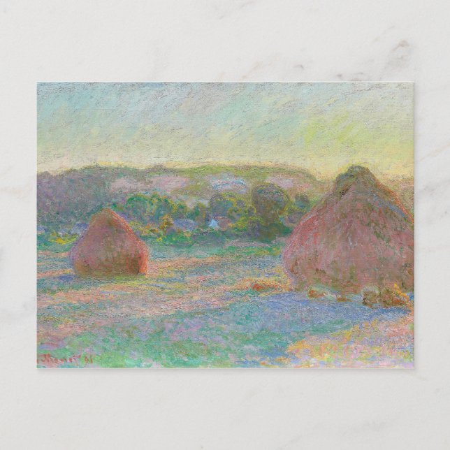 Monet Impressionist Art Haystacks Slut på sommaren Vykort (Framsida)