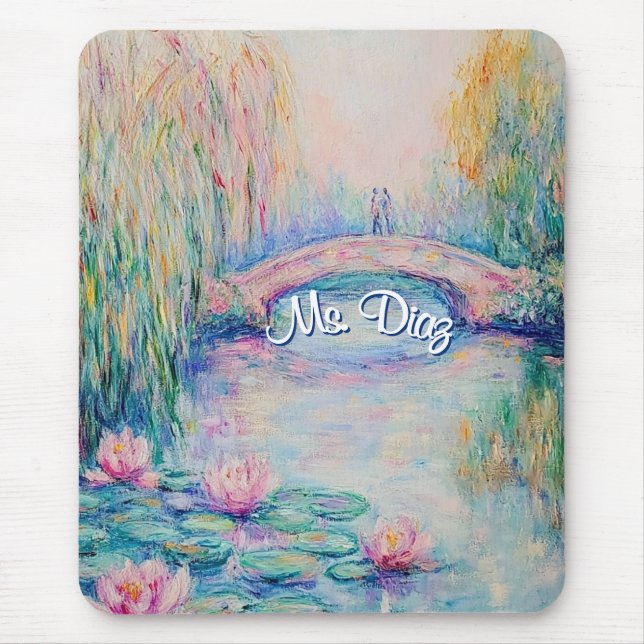 Monet Inspired Vatten Lillies och Bridge Musmatta (Framsidan)