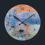 Monet - intrycket, soluppgång rund klocka<br><div class="desc">Impression,  soluppgång,  målning av berömd av Claude Monet</div>