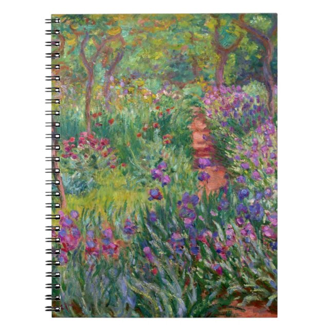 Monet "Iris Garden at Giverny" Anteckningsbok Med Spiral (Framsidan)