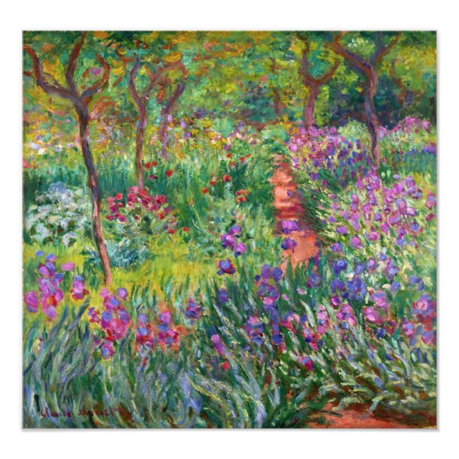 Monet Iris Garden at Giverny Photo Print Fototryck (Framsidan)