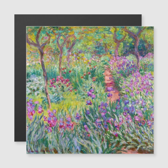 Monet - Iris Garden på Giverny Magnetic Card (Fram/baksida)