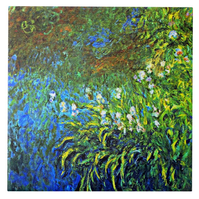 Monet - Iris vid Sea Ro Pond Kakelplatta (Framsidan)