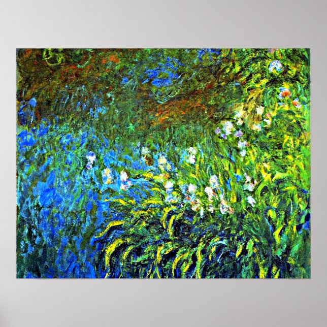 Monet - Iris vid Sea Ro Pond Poster (Framsidan)