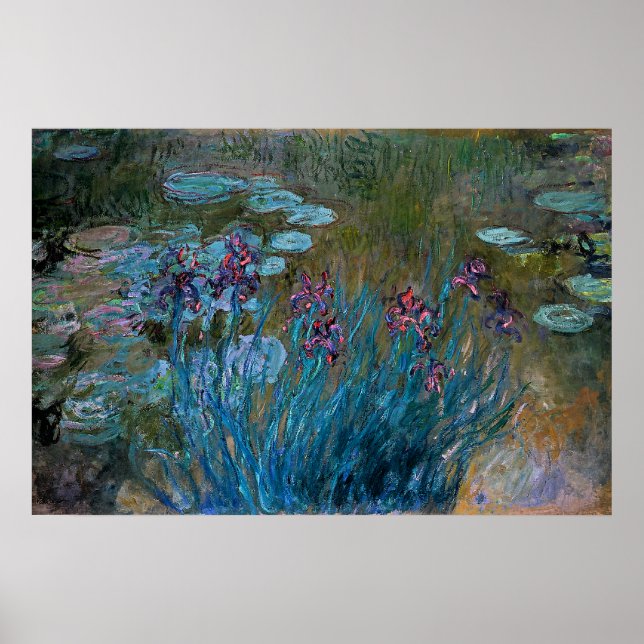 Monet - Irisar och Näckrosor Poster (Framsidan)