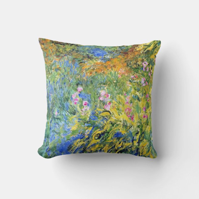 Monet - Irises 3, bra konsmålning Kudde (Framsida)