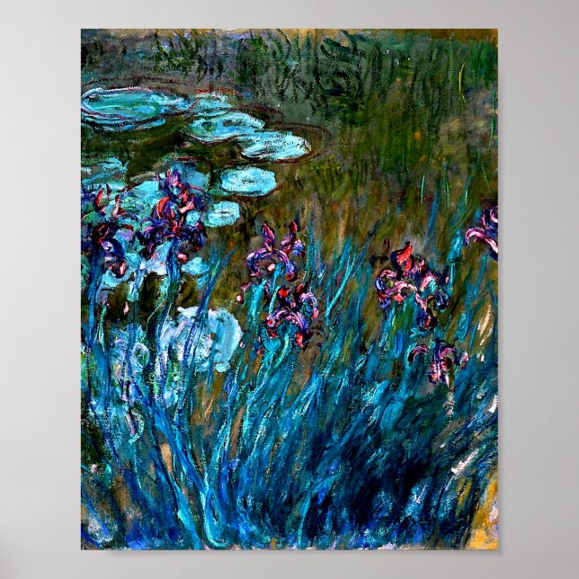 Monet - Irises och Vatten Lilies Poster (Framsidan)