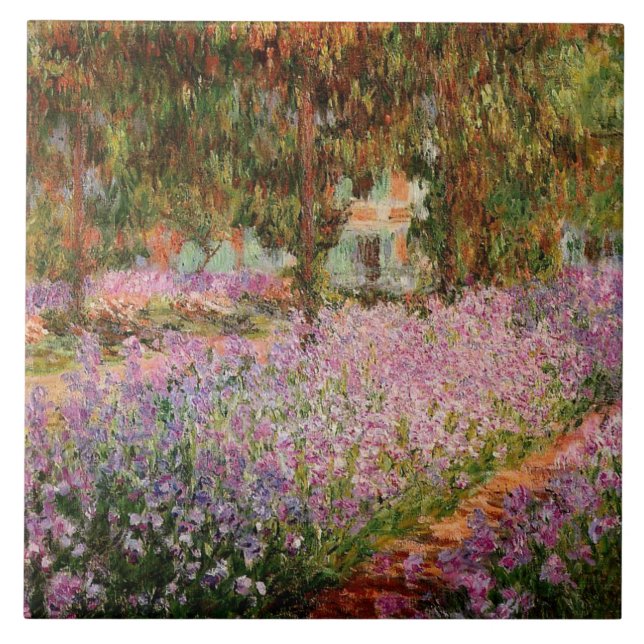 Monet - Irismen i Monets trädgård Kakelplatta (Framsidan)