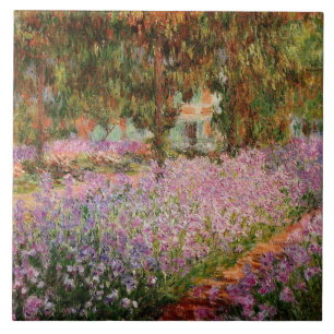 Monet - Irismen i Monets trädgård Kakelplatta