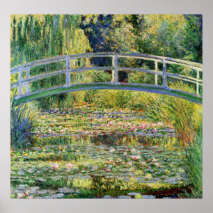 Monet Japansk Bridge med Vatten Lilies Poster