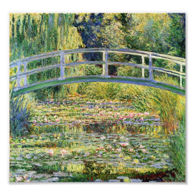 Monet japansk Bridge med Vatten Lilies Print Fototryck (Framsidan)