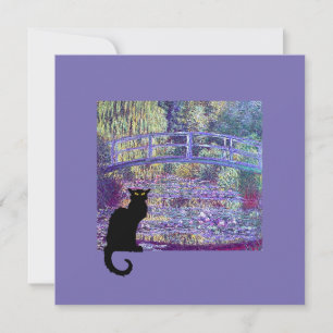 Monet Japansk Bridge och svart katt Inbjudningar