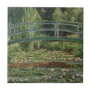 Monet Japansk Footbridge och Vatten Lily Bassäng Kakelplatta