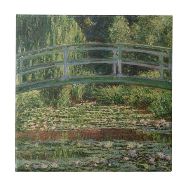 Monet Japansk Footbridge och Vatten Lily Bassäng Kakelplatta (Framsidan)