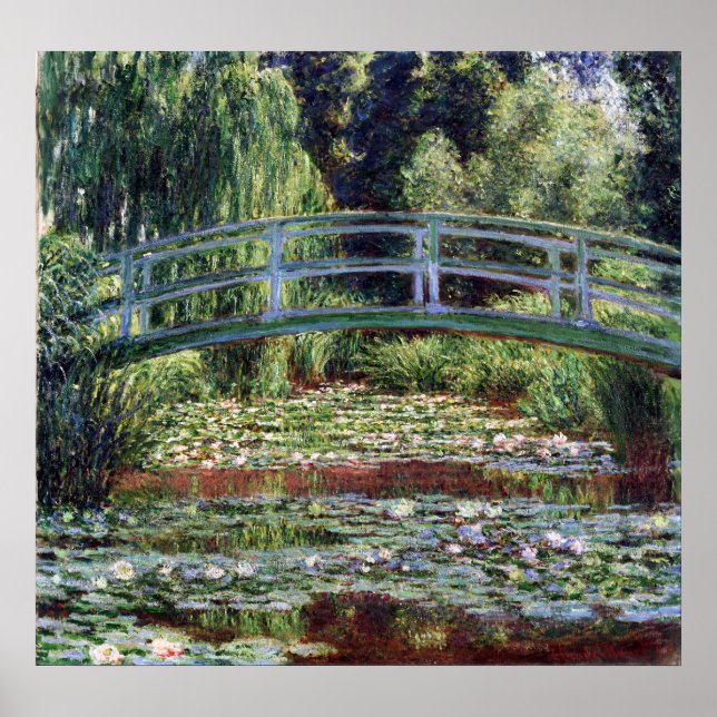 Monet Japansk Footbridge och Vatten Lily Bassäng Poster (Framsidan)