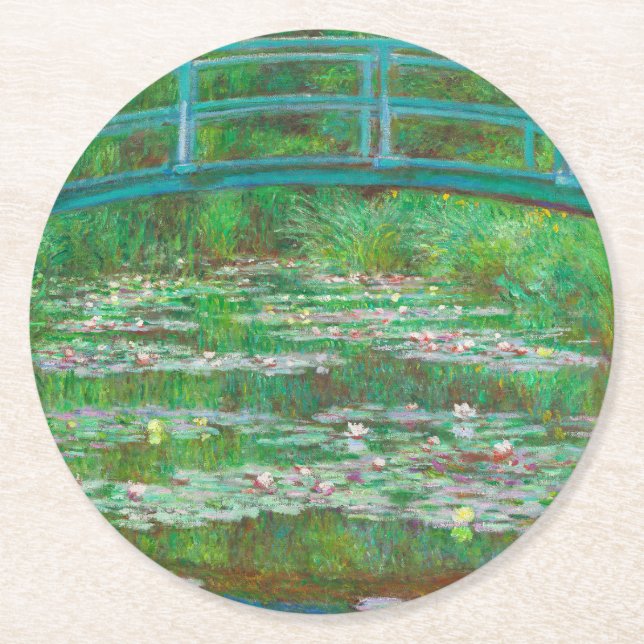 Monet, japansk fotbro underlägg papper rund (Framsidan)